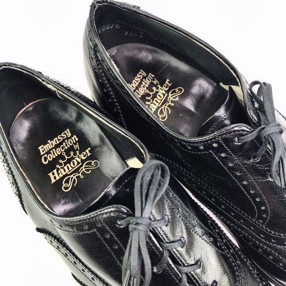 Hanover Vintage Embassy collection Mens Size 10 black leather oxford dress shoes